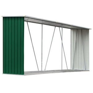 Wiata na drewno, stal galwanizowana, 330 x 84 x 152 cm, zielona