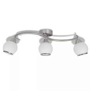 Lampa sufitowa z 3 szklanymi kloszami na falistej rurce