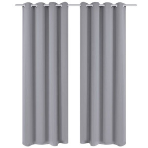 Szare zasłony zaciemniające z metalowymi otworami x2 135 x 245 cm