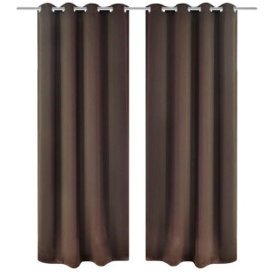Zasłony zaciemniające z kółkami, 2 szt., 135x175 cm, brązowe