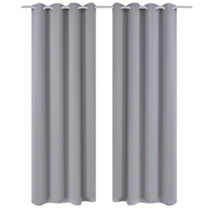 Zasłony zaciemniające z kółkami, 2 szt., 135 x 175 cm, szare