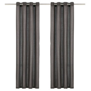 Zasłony, metalowe kółka, 2 szt., bawełna, 140x175 cm, antracyt