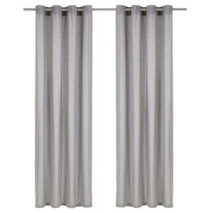 Zasłony, metalowe kółka, 2 szt., bawełna, 140x245 cm, szare