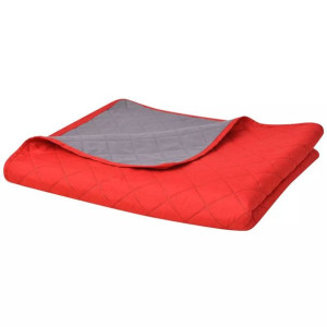 131557 Double-sided Quilted Bedspread Red and Grey 230x260 cm