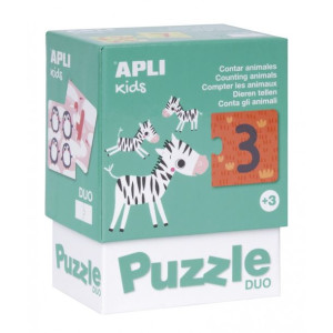 Puzzle dwuczęściowe Apli Kids - Liczenie zwierzątek
