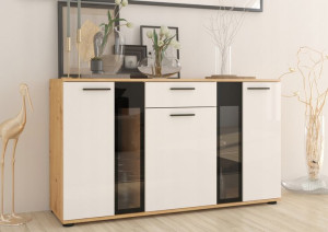 Nowoczesna komoda MAMBA DĄB ARTISAN-BIAŁA 140cm