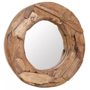 Lustro dekoracyjne, drewno tekowe, 60 cm, okrągłe