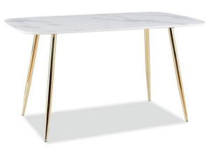 Stół Ceres Biały Efekt Marmuru/złoty Stelaż 140x80