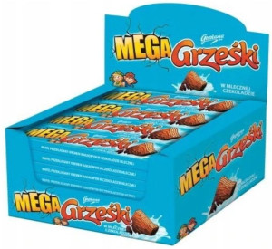 32x Mega Grześki w czekoladzie mlecznej Wafel 48g