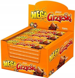 32x Mega Grześki Toffi czekoladzie mlecznej Wafel 48g