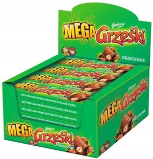 32x Mega Grześki orzechowe w czekoladzie mlecznej 48g