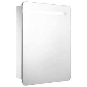 Szafka łazienkowa z lustrem i LED, 60 x 11 x 80 cm