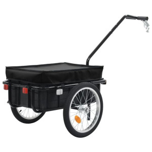 Przyczepa rowerowa transportowa, 155x61x83 cm, stalowa, czarna