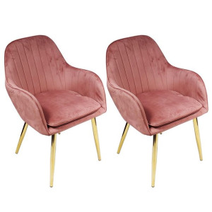 2 fotele FLORYDA GOLD VELVET różowe - welur