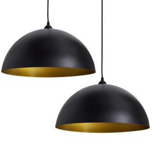 Półokrągłe lampy sufitowe, 2 szt., regulowana długość, czarne