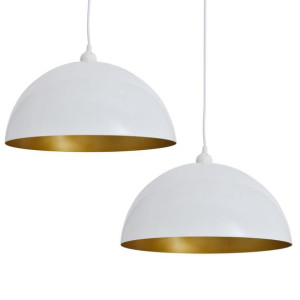 Lampy sufitowe, 2 szt., regulowana długość, półokrągłe, białe