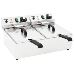 Podwójna elektryczna frytkownica, stal nierdzewna, 20 L, 6000 W