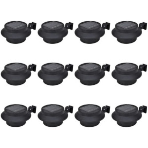Solarne lampy ogrodzeniowe LED, 12 szt., czarne
