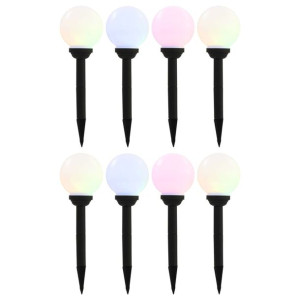 Lampy solarne do ogrodu, 8 szt., LED, kuliste, 15 cm, RGB