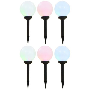 Lampy solarne do ogrodu, 6 szt., LED, kuliste, 20 cm, RGB