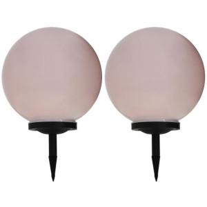 Lampy solarne do ogrodu, 2 szt., LED, kuliste, 40 cm, RGB
