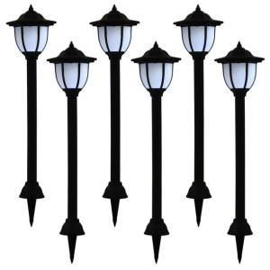 Lampy solarne do ogrodu, 6 szt., LED, czarne