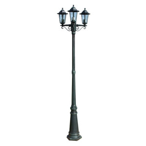 Stojąca lampa ogrodowa 3-ramienna, 215 cm, ciemnozielona/czarna