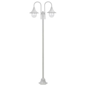 Latarnia ogrodowa 2-punktowa, 220 cm, aluminium, E27, biała