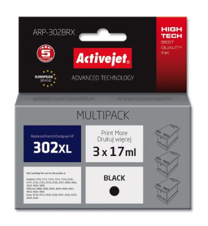 Multipack Activejet ARP-302BRX (zamiennik HP 302XL F6U68AE  Supreme  3x17ml