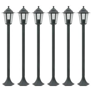 Lampy ogrodowe, 110 cm, E27, aluminium, ciemnozielone, 6 szt.