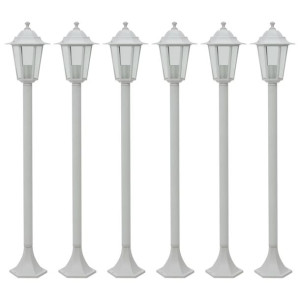 Lampy ogrodowe, 110 cm, E27, aluminium, 6 szt., białe
