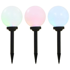 Kuliste lampy solarne na zewnątrz, 3 szt., LED, 20 cm, RGB