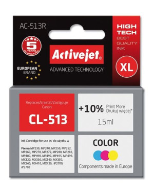 Tusz Activejet AC-513R (zamiennik Canon CL-513  Premium  15 ml  kolor)