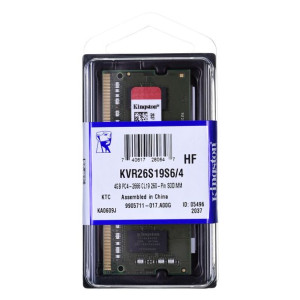 Kingston Sodimm Ddr4 4gb 2666mhz Cl19 Kvr26s19s6/4