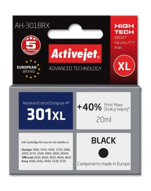 Tusz Activejet AH-301BRX (zamiennik HP 301XL CH563EE  Premium  20 ml  czarn