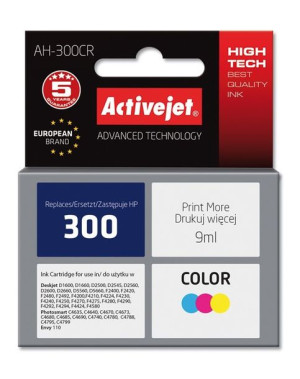 Tusz Activejet AH-300CR (zamiennik HP 300 CC643EE  Premium  9 ml  kolor)