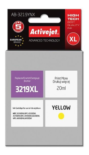 Tusz Activejet AB-3219YNX (zamiennik Brother LC3219Y  Supreme  20 ml  żółty