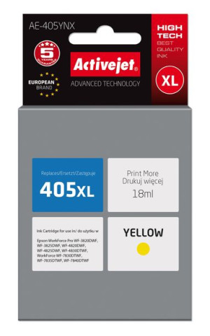 Tusz Activejet AE-405YNX (zamiennik Epson 405XL C13T05H44010  Supreme  18ml