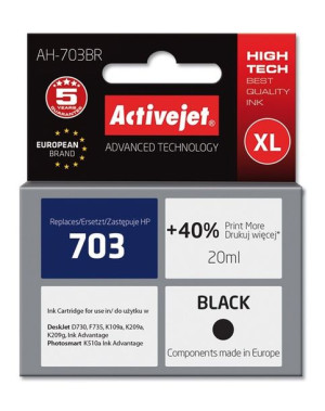 Tusz Activejet AH-703BR (zamiennik HP 703 CD887AE  Premium  20 ml  czarny)