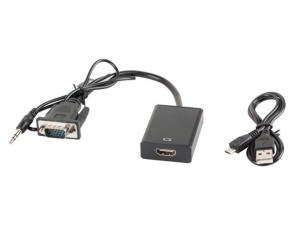 Adapter Lanberg AD-0021-BK (D-Sub (VGA), Mini Jack M - HDMI F  0,20m  kolor