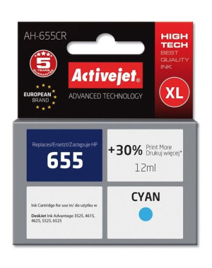 Tusz Activejet AH-655CR (zamiennik HP 655 CZ110AE  Premium  12 ml  niebiesk
