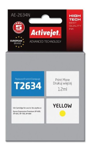 Tusz Activejet AE-2634N (zamiennik Epson 26 T2634  Supreme  12 ml  żółty)