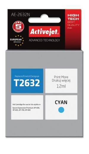 Tusz Activejet AE-2632N (zamiennik Epson 26 T2632  Supreme  12 ml  niebiesk