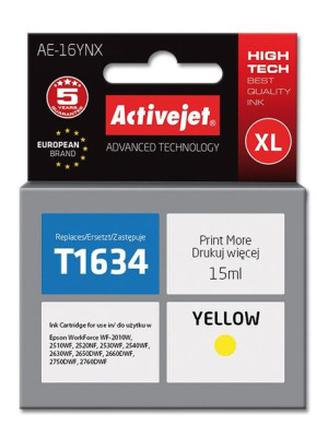 Tusz Activejet AE-16YNX (zamiennik Epson 16XL T1634  Supreme  15 ml  żółty)