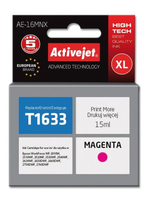 Tusz Activejet AE-16MNX (zamiennik Epson 16XL T1633  Supreme  15 ml  czerwo