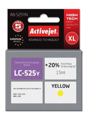 Tusz Activejet AB-525YN (zamiennik Brother LC525Y  Supreme  15 ml  żółty)