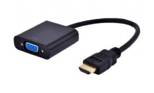 Adapter GEMBIRD A-HDMI-VGA-03 (HDMI M - D-Sub (VGA) F  0,15m  kolor czarny)
