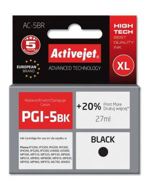 Tusz Activejet AC-5BR (zamiennik Canon PGI-5BK  Premium  27 ml  czarny)