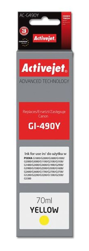 Tusz Activejet AC-G490Y (zamiennik Canon GI-490Y  Supreme  70 ml  żółty)