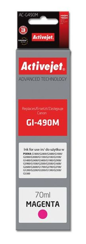 Tusz Activejet AC-G490M (zamiennik Canon GI-490M  Supreme  70 ml  czerwony)